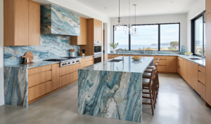 aqua fusion quartzite brazil kitchen
